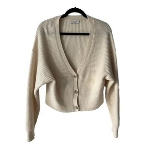 Babaton Winter White Cream Knit Crop Cardigan Size Large